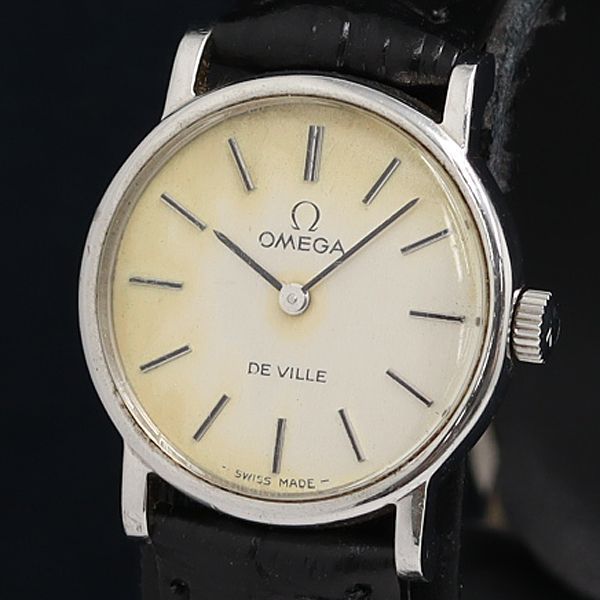 1円 稼働 良品 オメガ デビル 手巻き シルバー文字盤 レディース腕時計 OKZ PRT 5511000