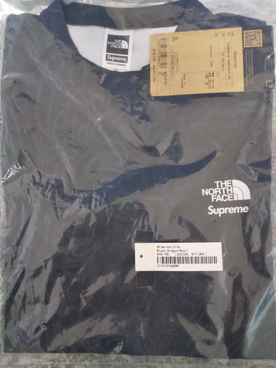 SUPREME×THE NORTH FACE Base Layer L/S Top Black Dragon Small 新品 