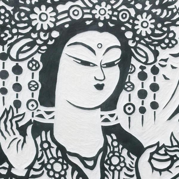 真作】【WISH】笹島喜平「吉祥天」木版画 1978年作 直筆サイン 〇師