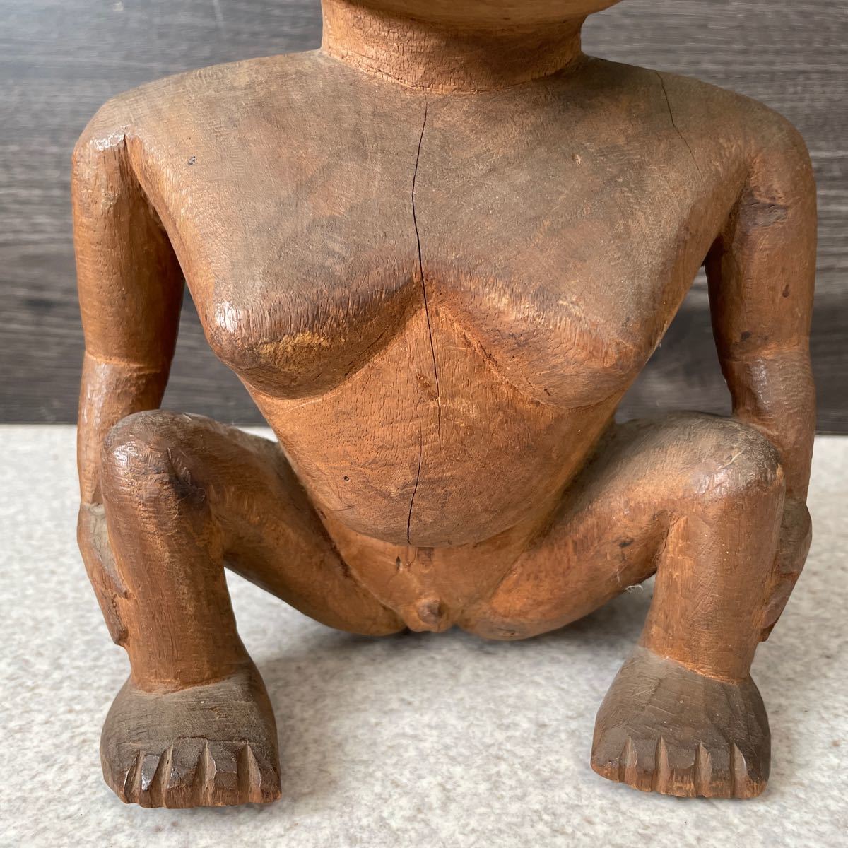 1円 戦前 トコベイ人形 パラオ 男 人形 木彫 高さ約24.5cm オブジェ