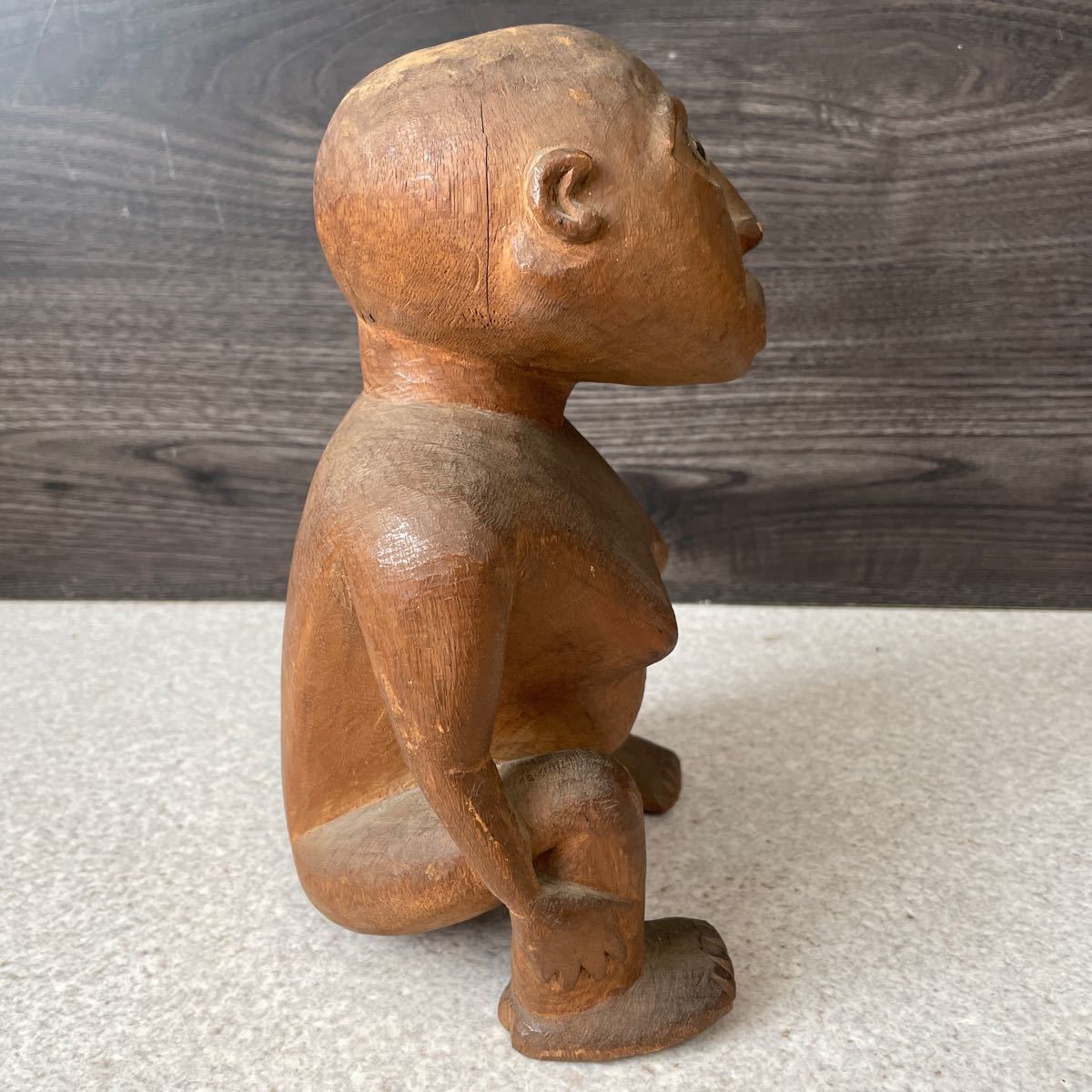 1円 戦前 トコベイ人形 パラオ 男 人形 木彫 高さ約24.5cm オブジェ