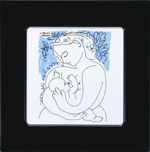 WISH】パブロ・ピカソ Pablo Picasso「母子像」陶板画 〇20世紀美術
