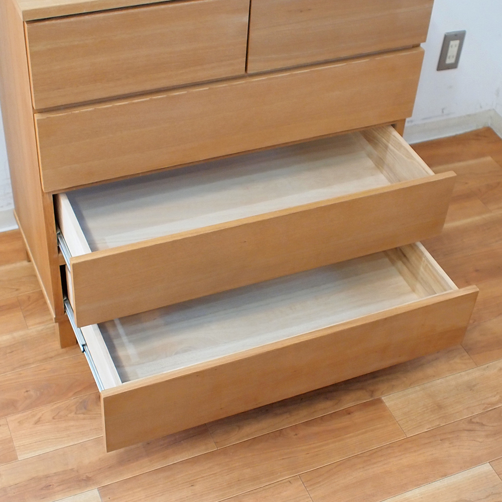 無印良品/MUJI 廃盤希少 タモ材 4段チェスト 脚付き 北欧スタイル