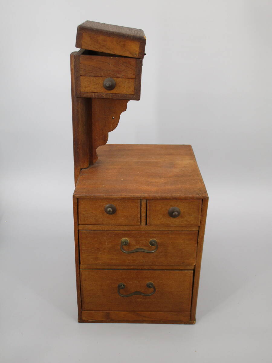 昭和レトロ 裁縫箱/刺繍箱 木製 小型箪笥/たんす/タンス 小物入れ