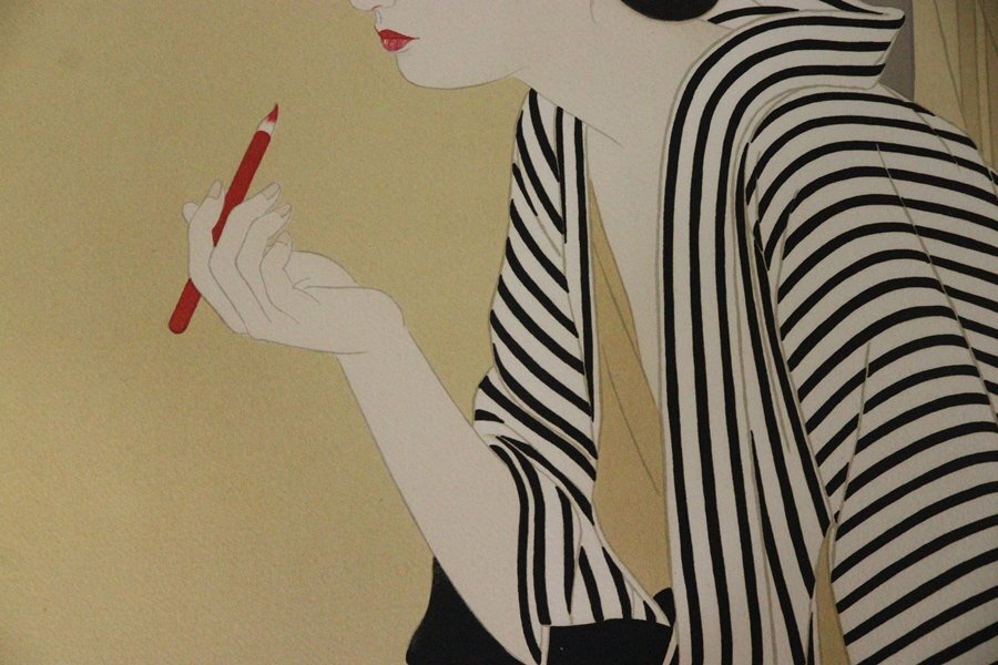 TB526志村立美 リトグラフ くちべに 153/300 サイン入◇大日本絵画