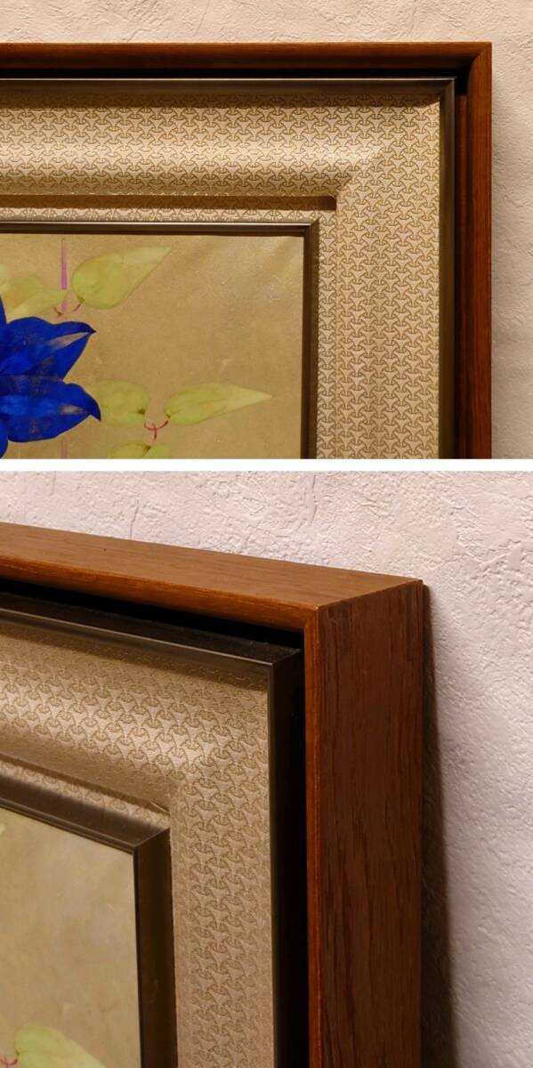 真作保証 小川立夫「鉄仙花」日本画 10号 共シール 年鑑290万 日展委嘱