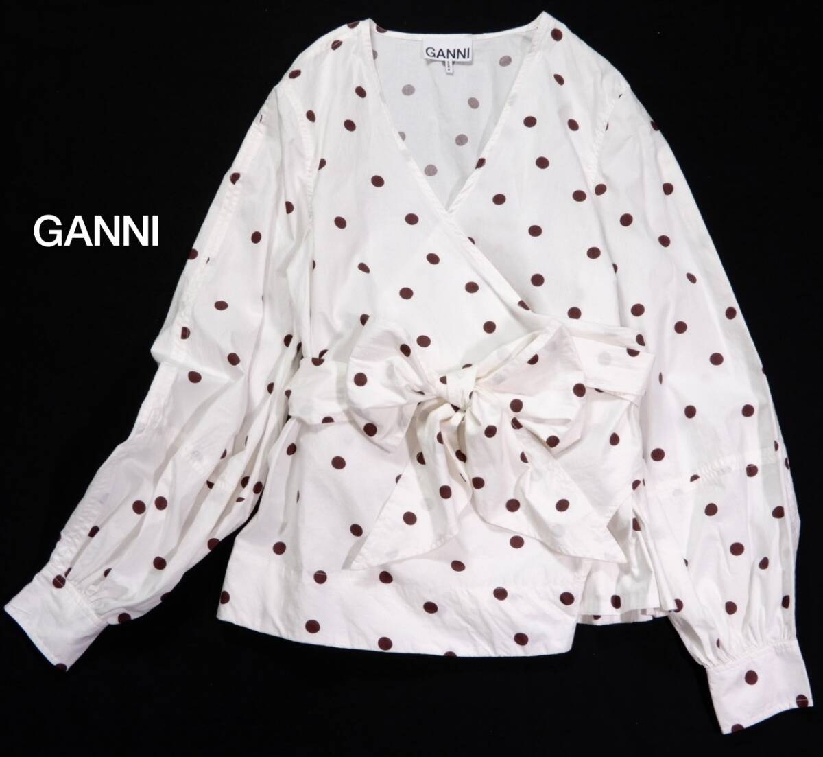 GANNI ガニー ドット 水玉模様 カシュクール ビッグリボン デザイン 