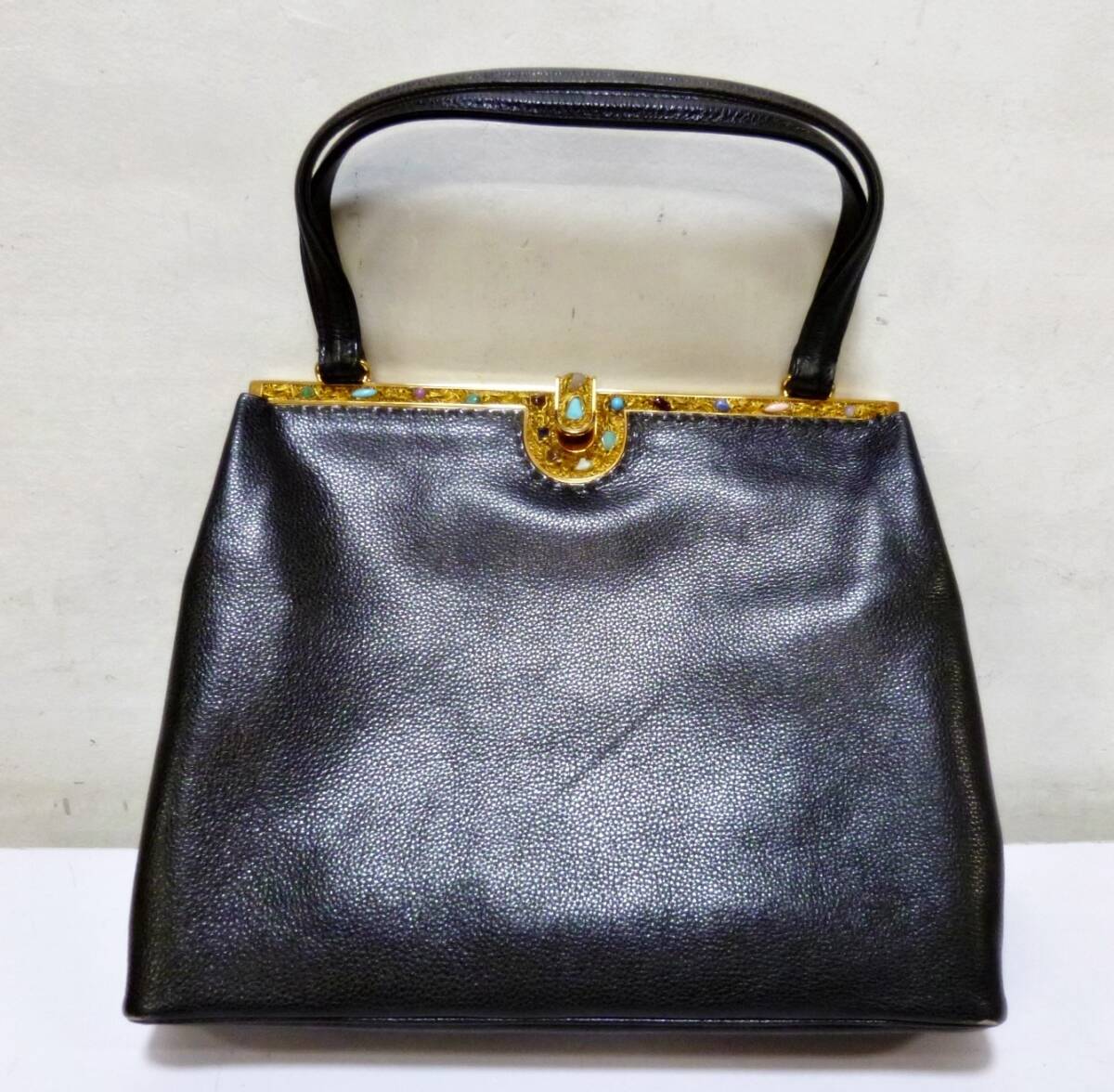 HAMANO ハンドバッグ レザー セレモニー フォーマル ブラック ゴールド 