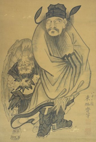 東旭齋 鍾馗 日本画 掛軸 掛け軸 東旭斎 東旭斉 Japanese hanging