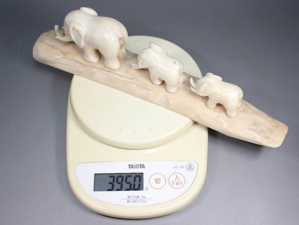 マンモス彫刻 置物 約395g 本物保証 ロシア産 マンモス 牙 希少