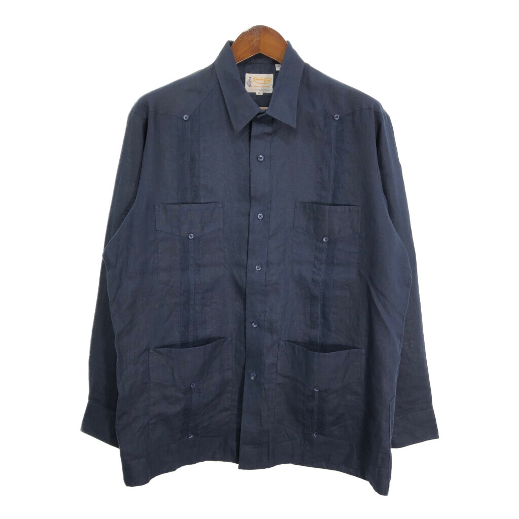 80年代 Ramon Puig リネン キューバシャツ ネイビー (メンズ XL) 中古