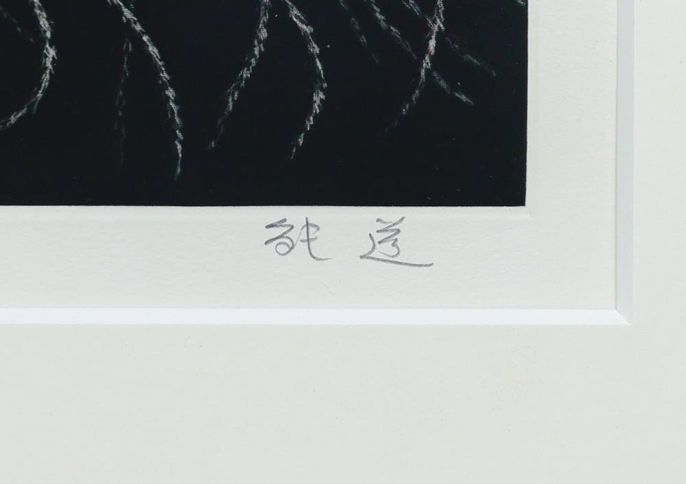 真作】【WISH】藤本能道「すすき尾長」銅版画 5号 直筆サイン 〇人間
