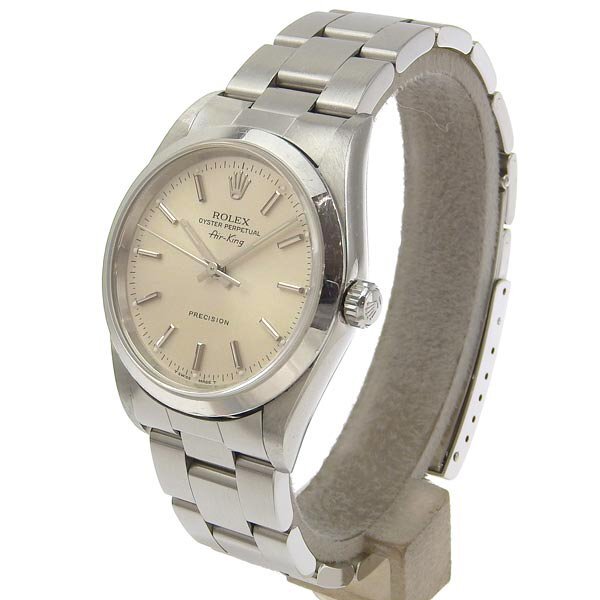 1円 稼働 ロレックス ROLEX 14000 U番 自動巻き エアキング シルバー文字盤 SS×SS メンズ 腕時計_2