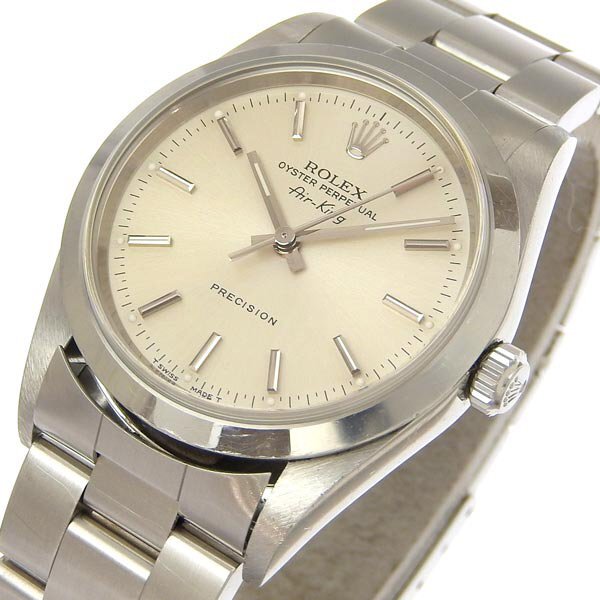 1円 稼働 ロレックス ROLEX 14000 U番 自動巻き エアキング シルバー文字盤 SS×SS メンズ 腕時計_3