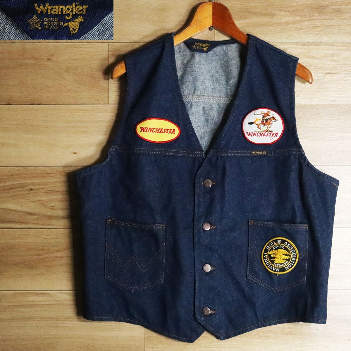 1K/Y7.13-1 80s～ USA製 Wrangler ラングラー インディゴ デニムベスト