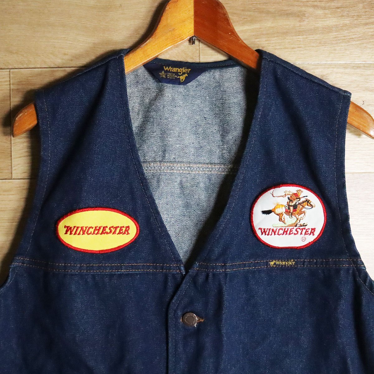 1K/Y7.13-1 80s～ USA製 Wrangler ラングラー インディゴ デニムベスト