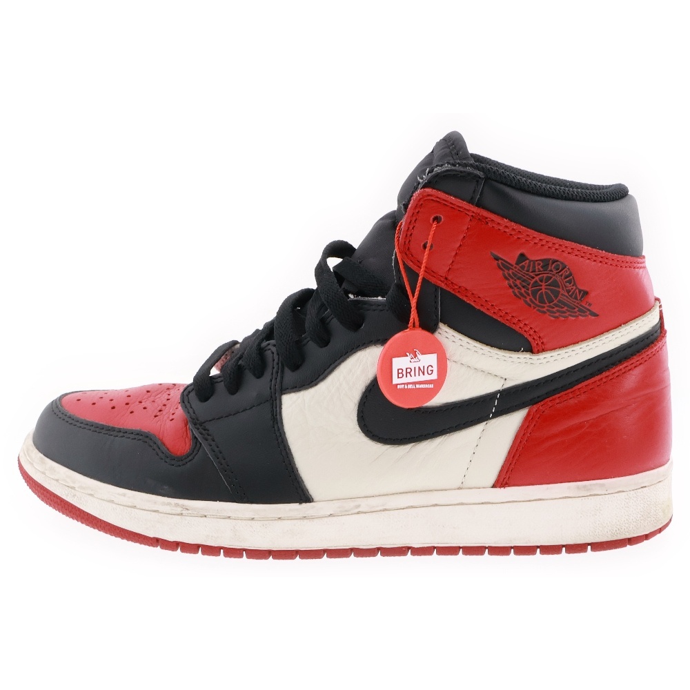 ナイキ AIR JORDAN 1 エアジョーダン1 ブレッドトゥ ハイカットスニーカー ブラック/レッド US8.5/26.5cm 555088-610