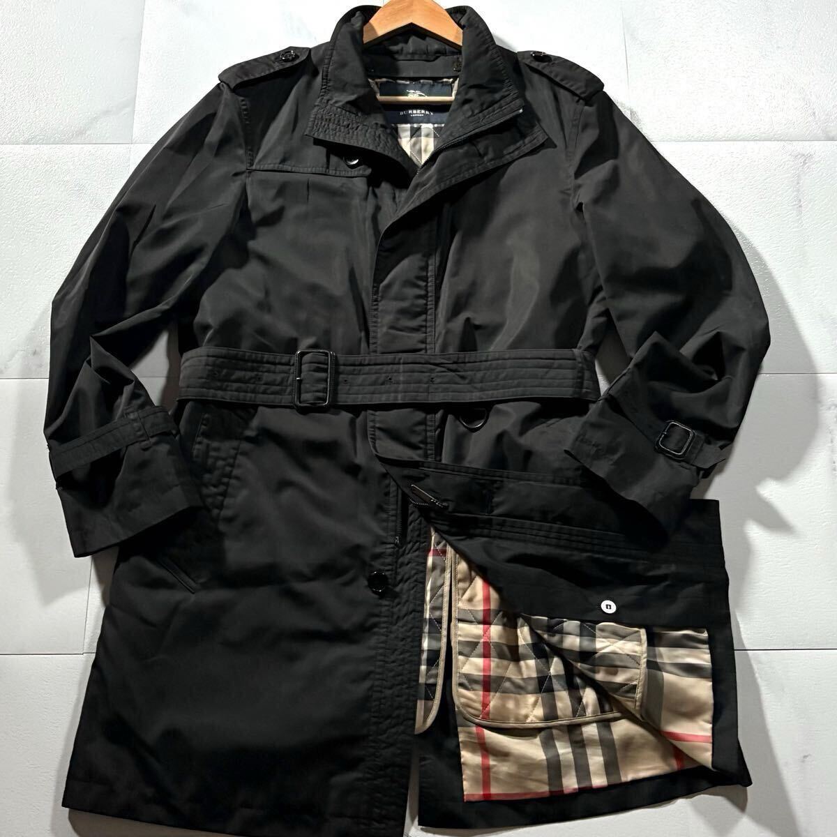 極美品/Lサイズ○バーバリー ロンドン ナイロン 中綿入り トレンチ