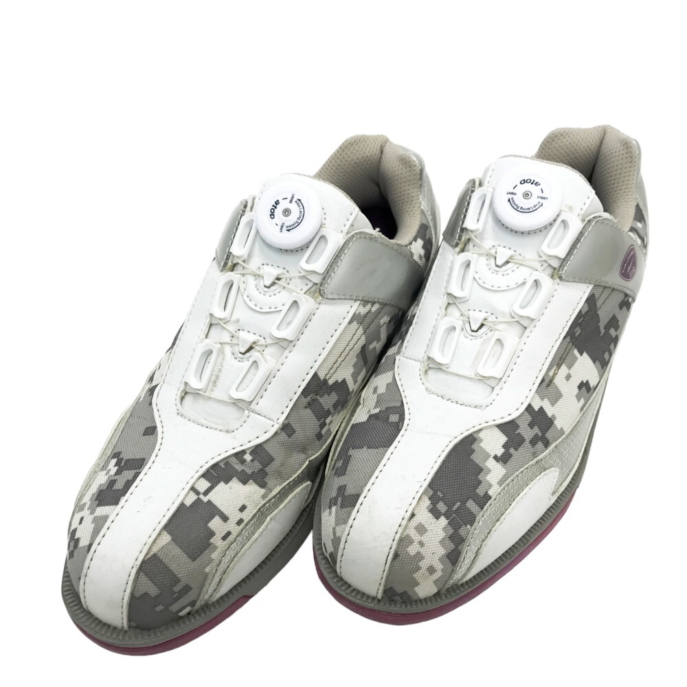 【1円】World Eagle ワールドイーグル WE-S01-ATOP-7 E-LINE ゴルフシューズ ワイヤーダイヤル式 総柄 ホワイト系 23.5 [240101207951]_1