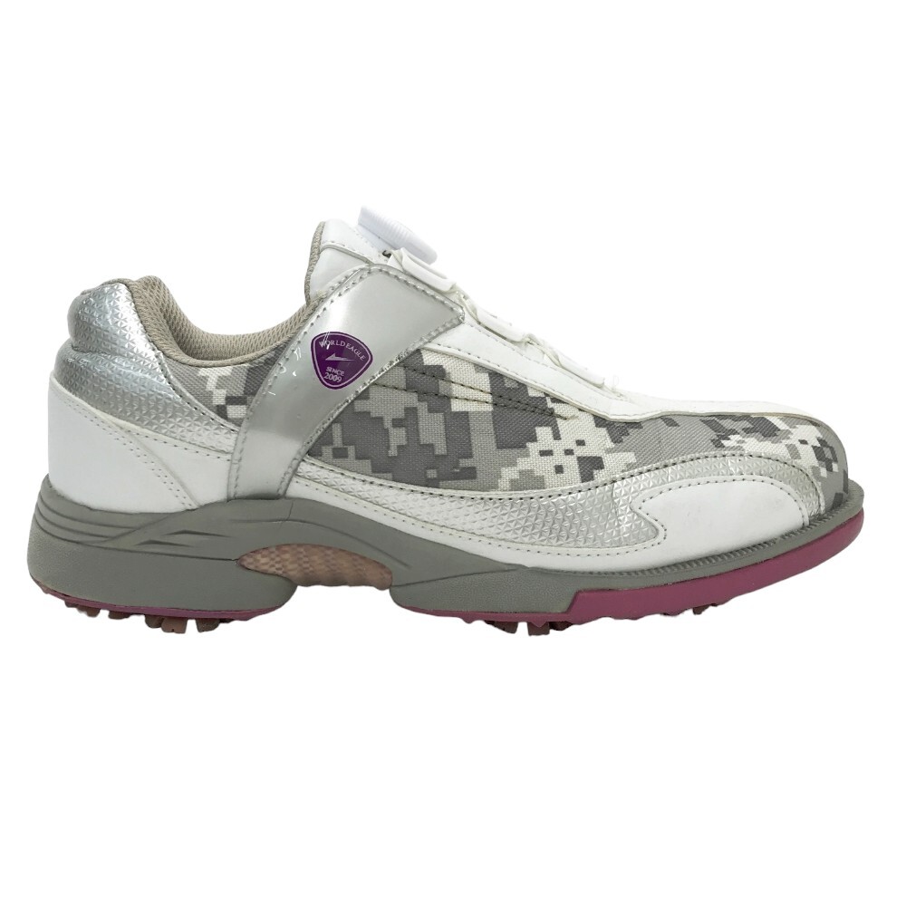 【1円】World Eagle ワールドイーグル WE-S01-ATOP-7 E-LINE ゴルフシューズ ワイヤーダイヤル式 総柄 ホワイト系 23.5 [240101207951]_4