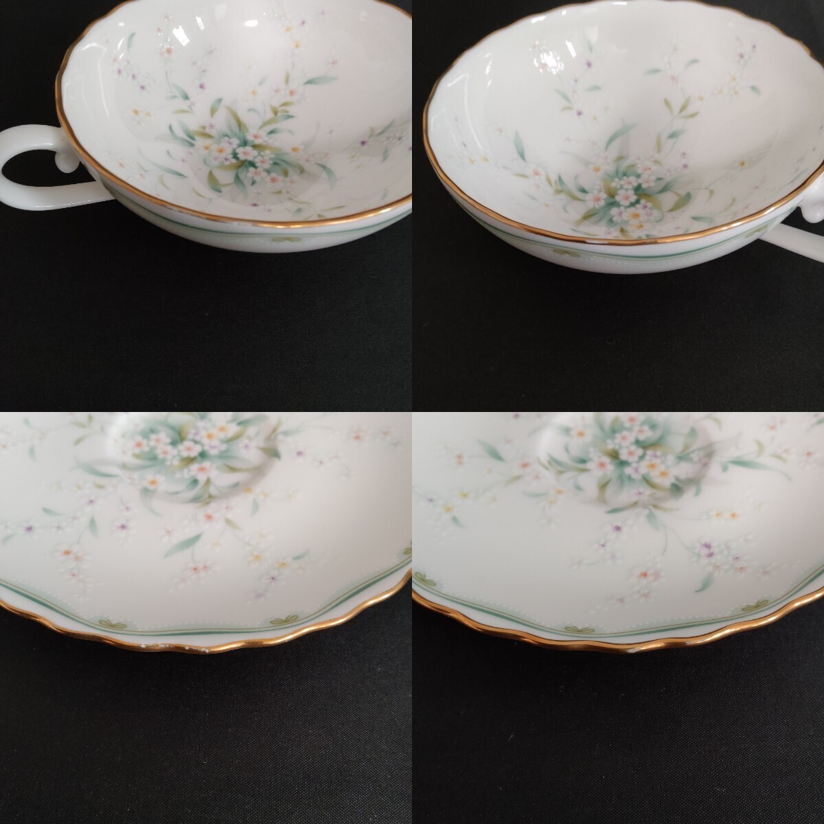 Noritake ノリタケ ティーカップ＆ソーサー 4客セット 白い小花 ブーケ