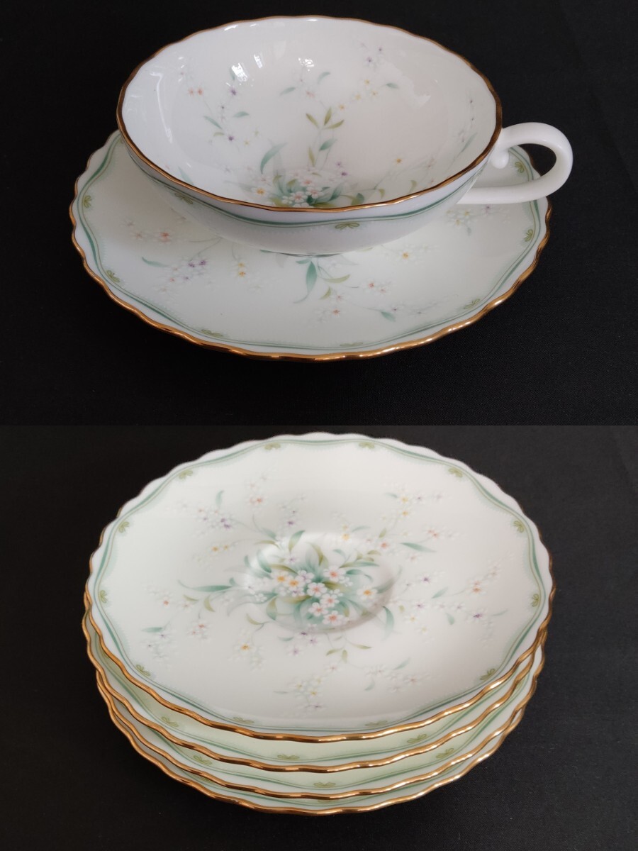 Noritake ノリタケ ティーカップ＆ソーサー 4客セット 白い小花 ブーケ