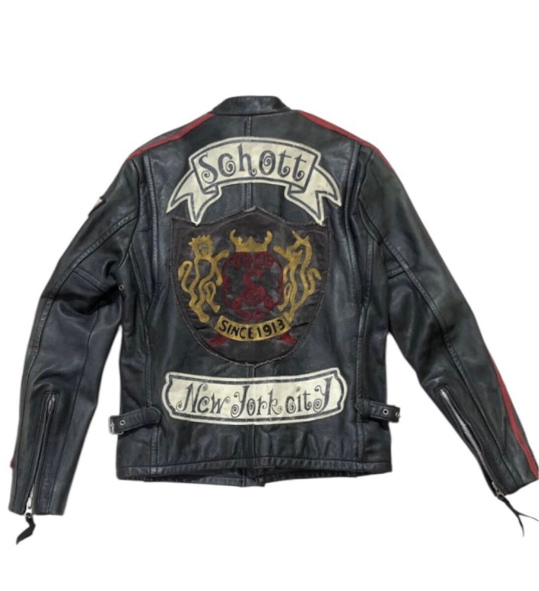 希少　schott クラシックレーサー　ライダースジャケット　ワッペンカスタムM □ Schott ショット □ 3151000 上質 本革 レザー ワッペンカスタム