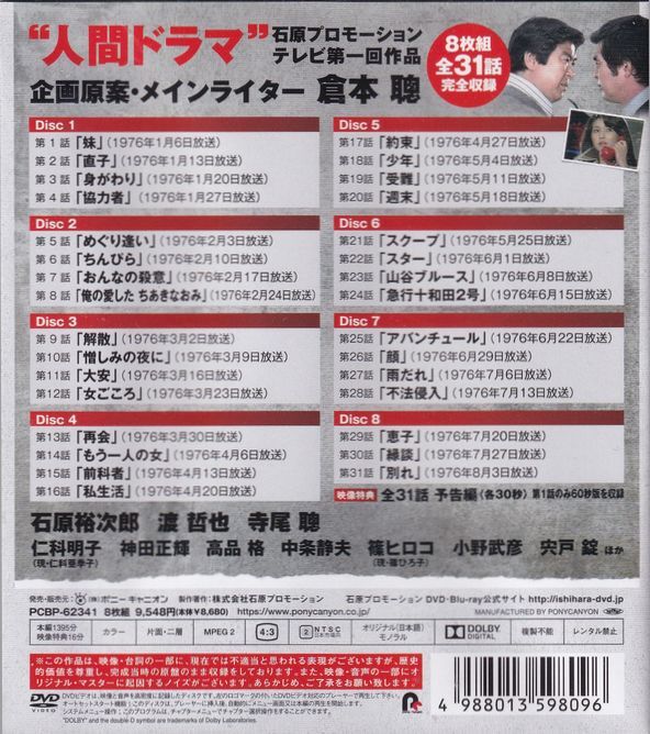 石原裕次郎・渡哲也・松田優作・寺尾聡・神田正輝・峰竜太・DVD・「大