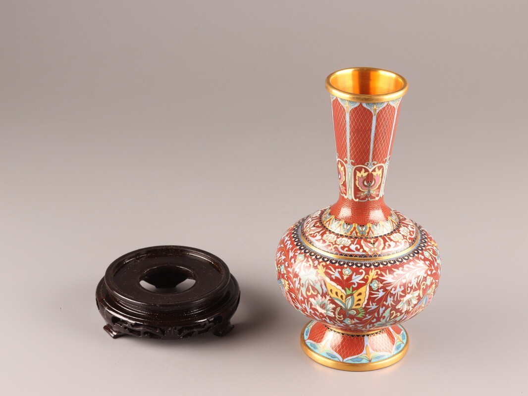 中国古玩 唐物 古七宝 七宝焼 花瓶 時代物 極上品 初だし品 D4202 中国