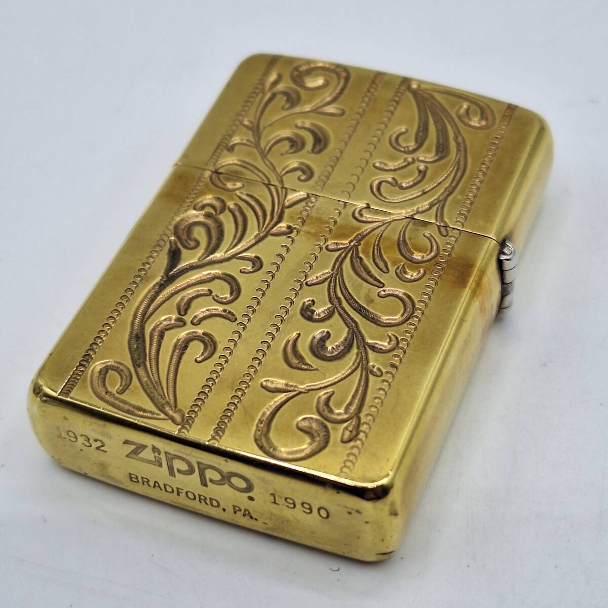 ZIPPO ジッポー ベネチアン アラベスク 唐草 手掘り調 両面 ゴールド