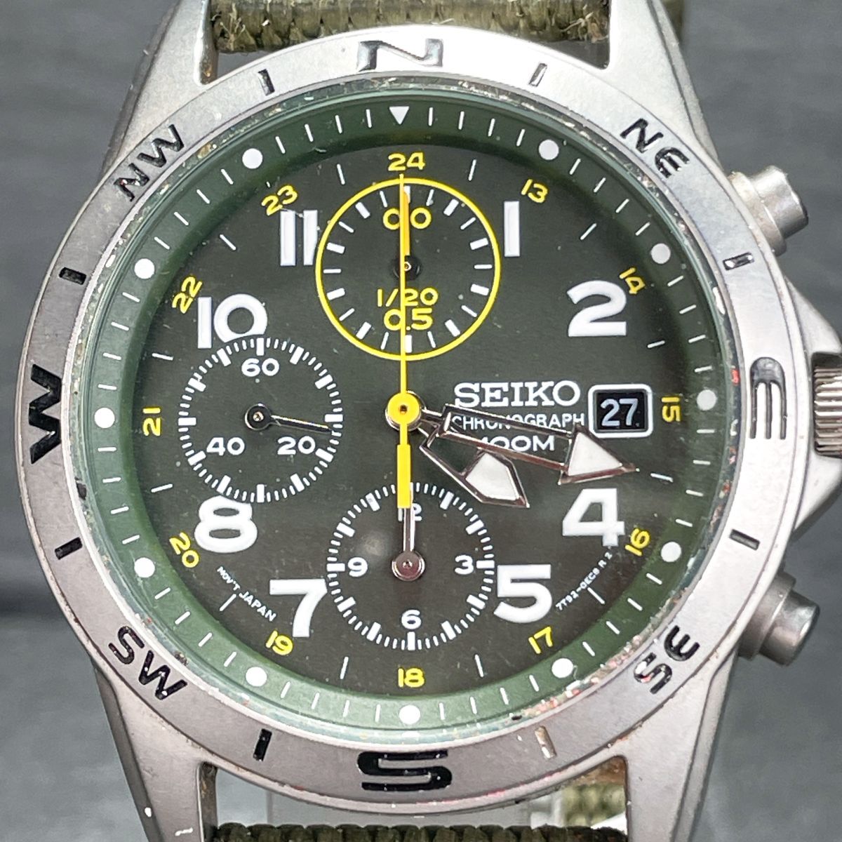 美品 SEIKO 7T92-0DX0 カーキミリタリー クロノグラフ クォーツ 美品 SEIKO 7T92-0DX0 カーキミリタリー クロノグラフ クォーツ