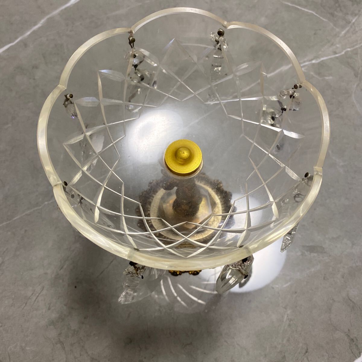 アンティーク　コンポート　天使　シャンデリア　シルバー　カットガラス　優美　イギリス？　フランス？_3