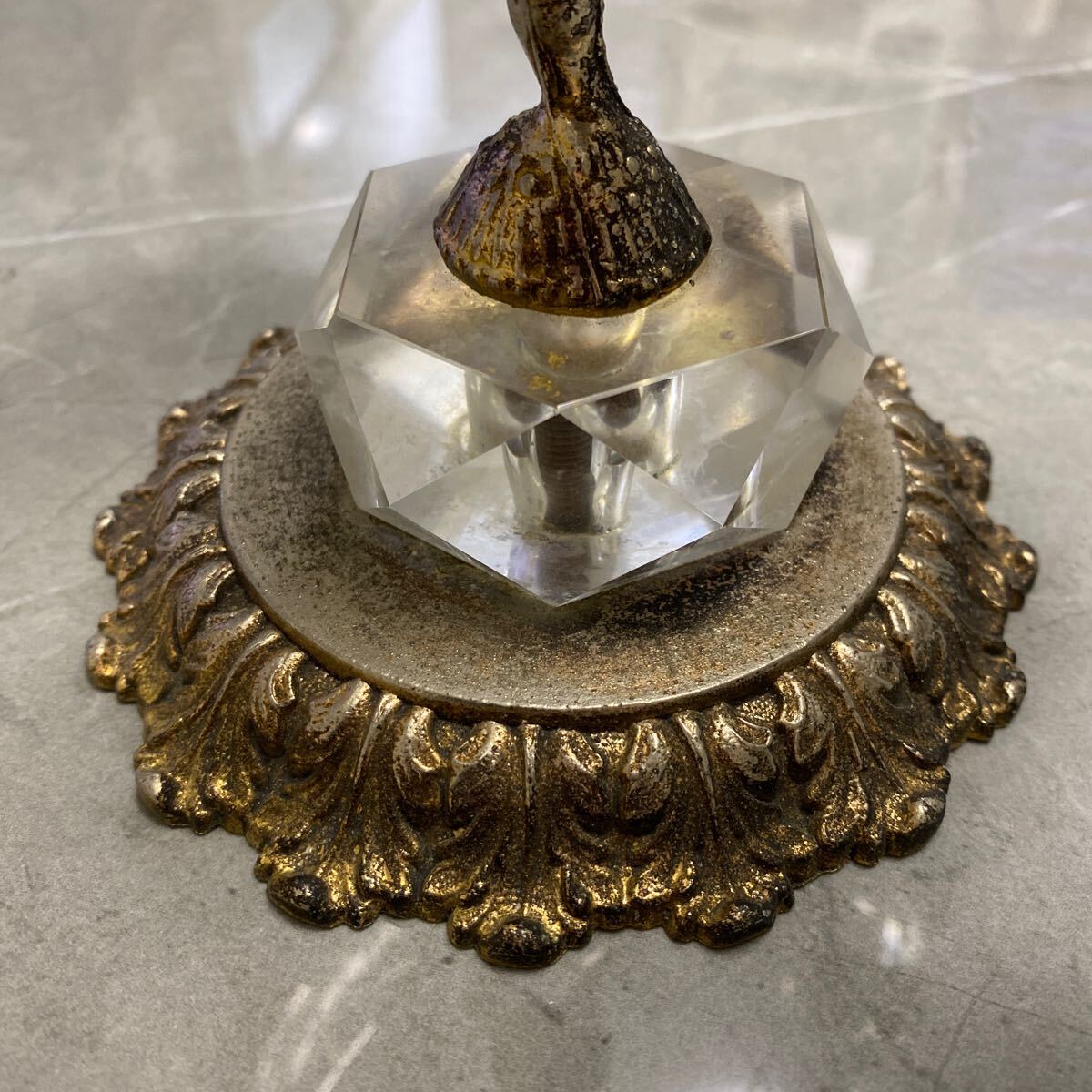 アンティーク　コンポート　天使　シャンデリア　シルバー　カットガラス　優美　イギリス？　フランス？_4