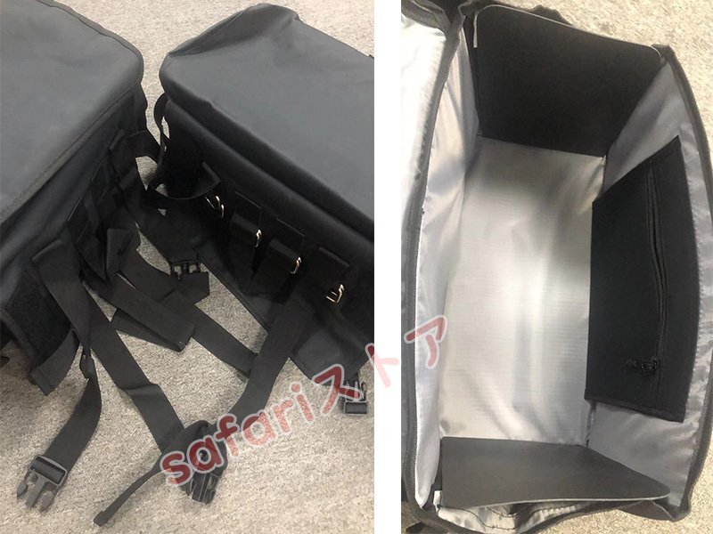 バイク用サイドバッグ ツーリングバッグ 汎用 左右2個セット(片側22L) 大容量 撥水 ケース 小物収納 装着簡単 耐久性 オートバイ ブラック