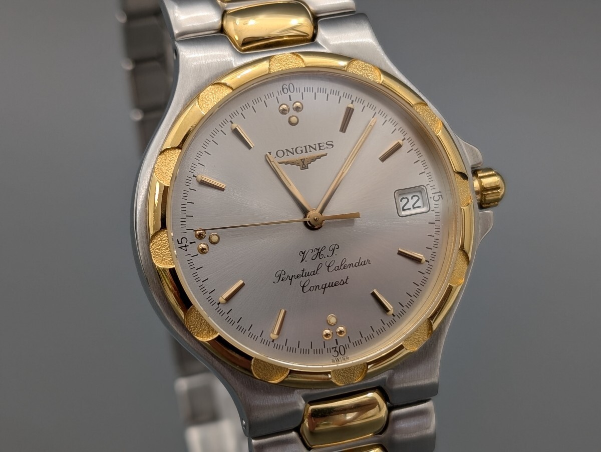 メンズ LONGINES コンクエスト ゴールド文字盤 コンビ 腕時計