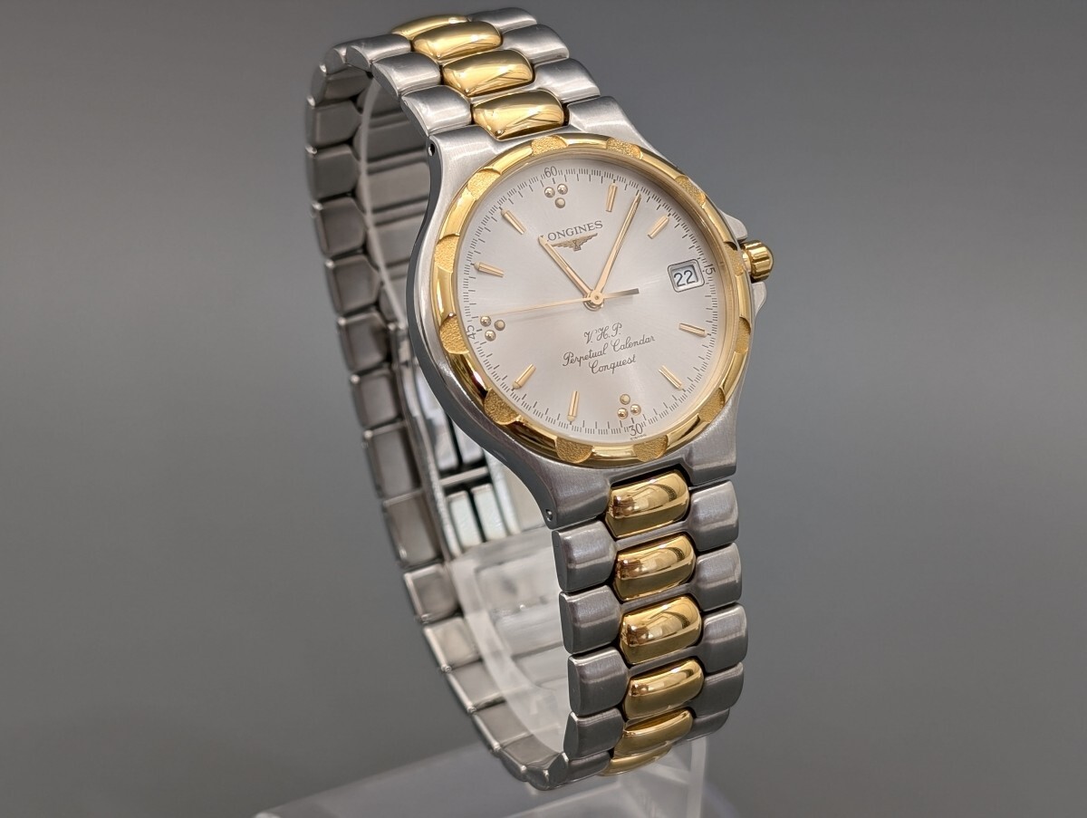 メンズ LONGINES コンクエスト ゴールド文字盤 コンビ 腕時計