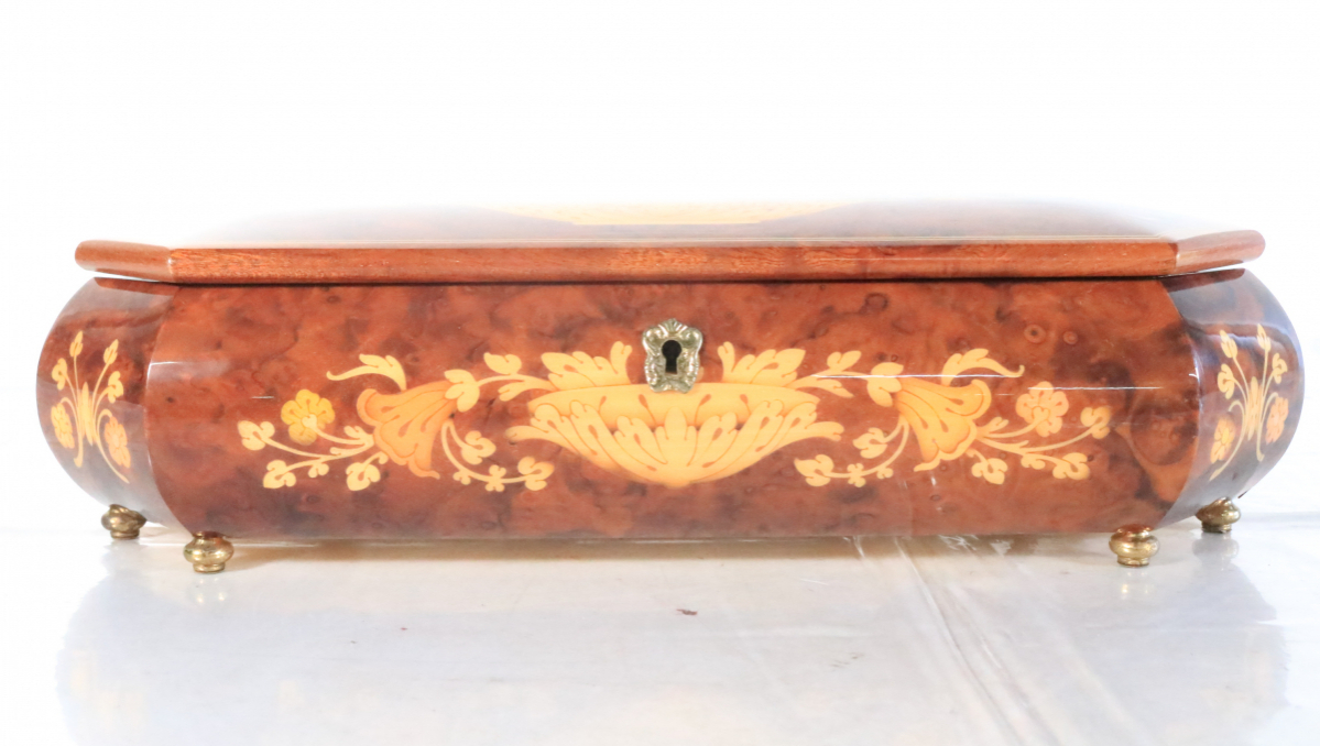 REUGE リュージュ オルゴール アクセサリーケース THE BLUE DANUBE ブルーダニューブ 小物入れ 花柄 鍵付き_EFJ_C0107-F009_6