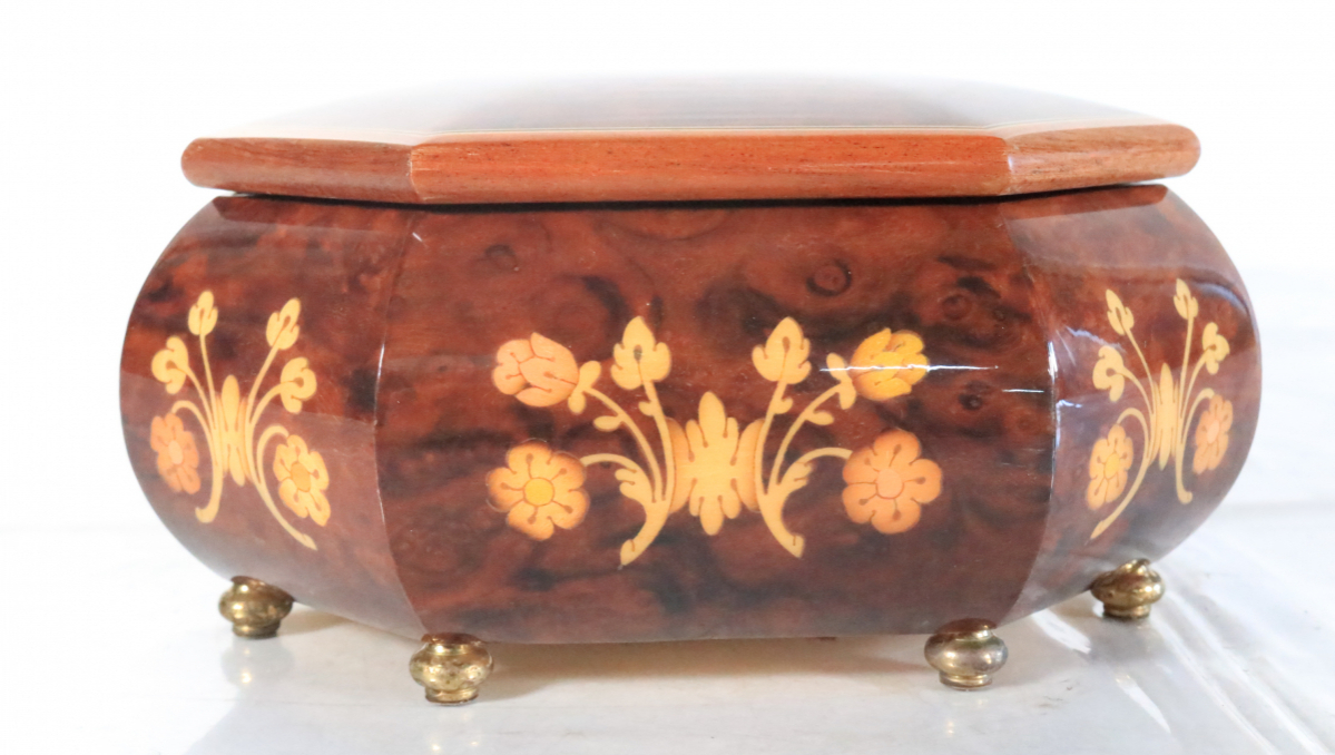 REUGE リュージュ オルゴール アクセサリーケース THE BLUE DANUBE ブルーダニューブ 小物入れ 花柄 鍵付き_EFJ_C0107-F009_9