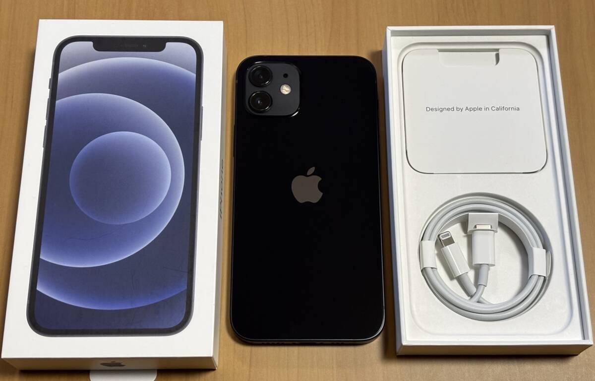 ドコモ iPhone12 64GB ブラック バッテリー最大容量92% SIMロック解除 