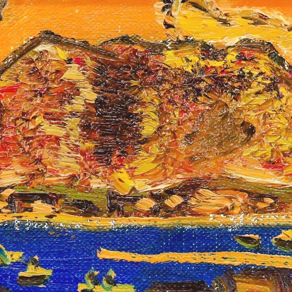 真作】【WISH】田崎広助「櫻島」油彩 0号 ◇堂々・桜島名画 〇文化勲章