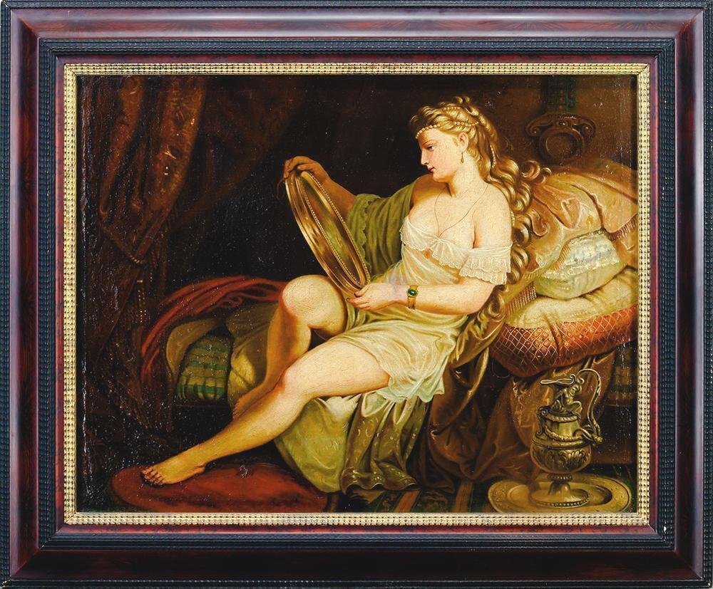 【真作】【WISH】フランツ・セラフ・ルス Franz Seraph Russ「Morning Toliet」油彩 約15号 大作 1872年作 ◆19世紀絵画・美人 #24122957_2