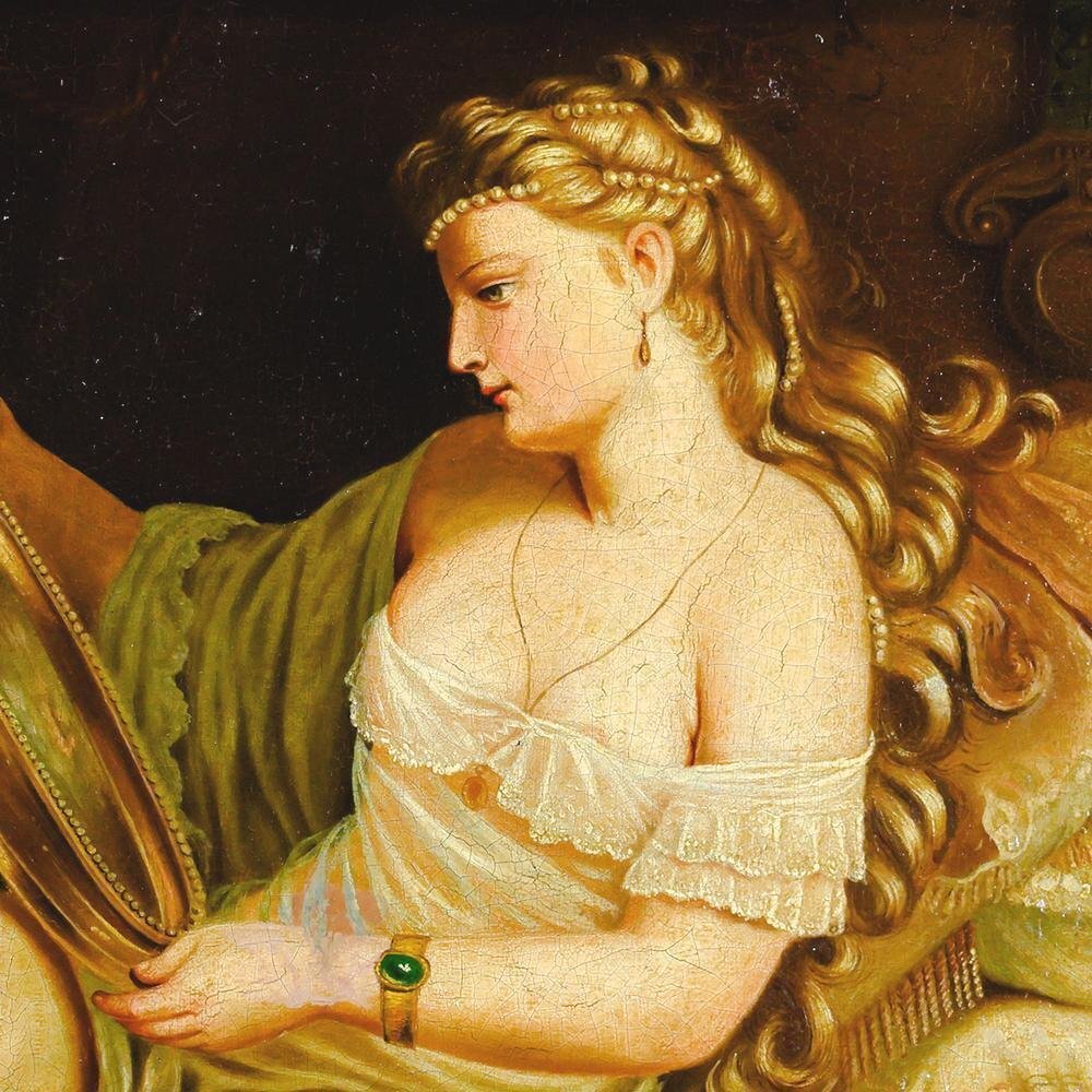 【真作】【WISH】フランツ・セラフ・ルス Franz Seraph Russ「Morning Toliet」油彩 約15号 大作 1872年作 ◆19世紀絵画・美人 #24122957_4