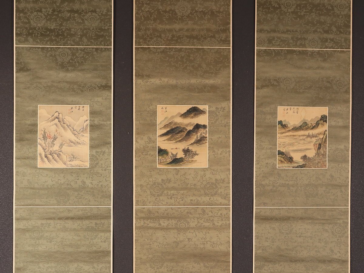 最安値 模写 伝来 大阪画人特集 cj6772 岡田半江 山水図 倣：董源 3本組 岡田米山人の子 大阪画壇 江戸時代 中国 南宗画の開祖 董北苑(山水、風月)｜売買されたオークション情報、yahooの商品情報をア 山水、風月