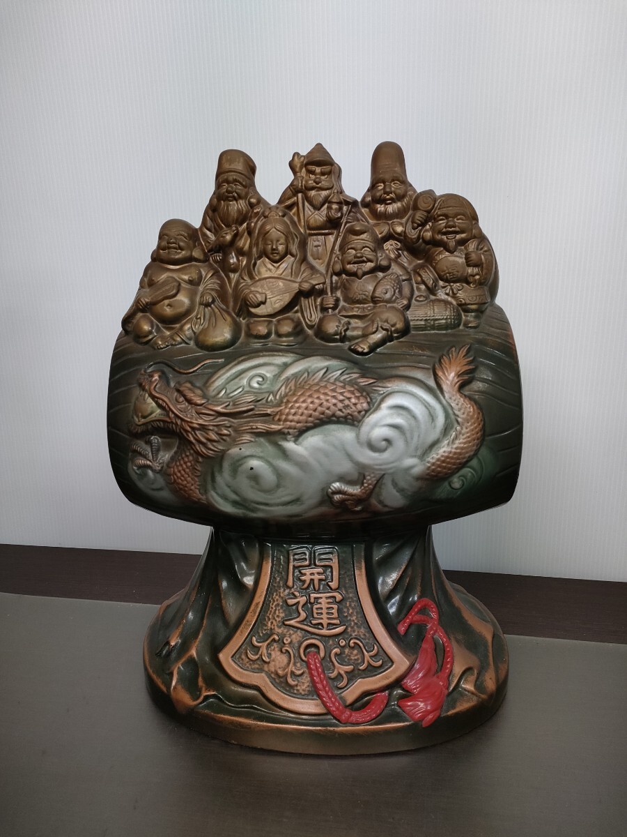 縁起物 打ち出の小槌 七福神 龍 置物 古美術 在銘 彫刻 開運