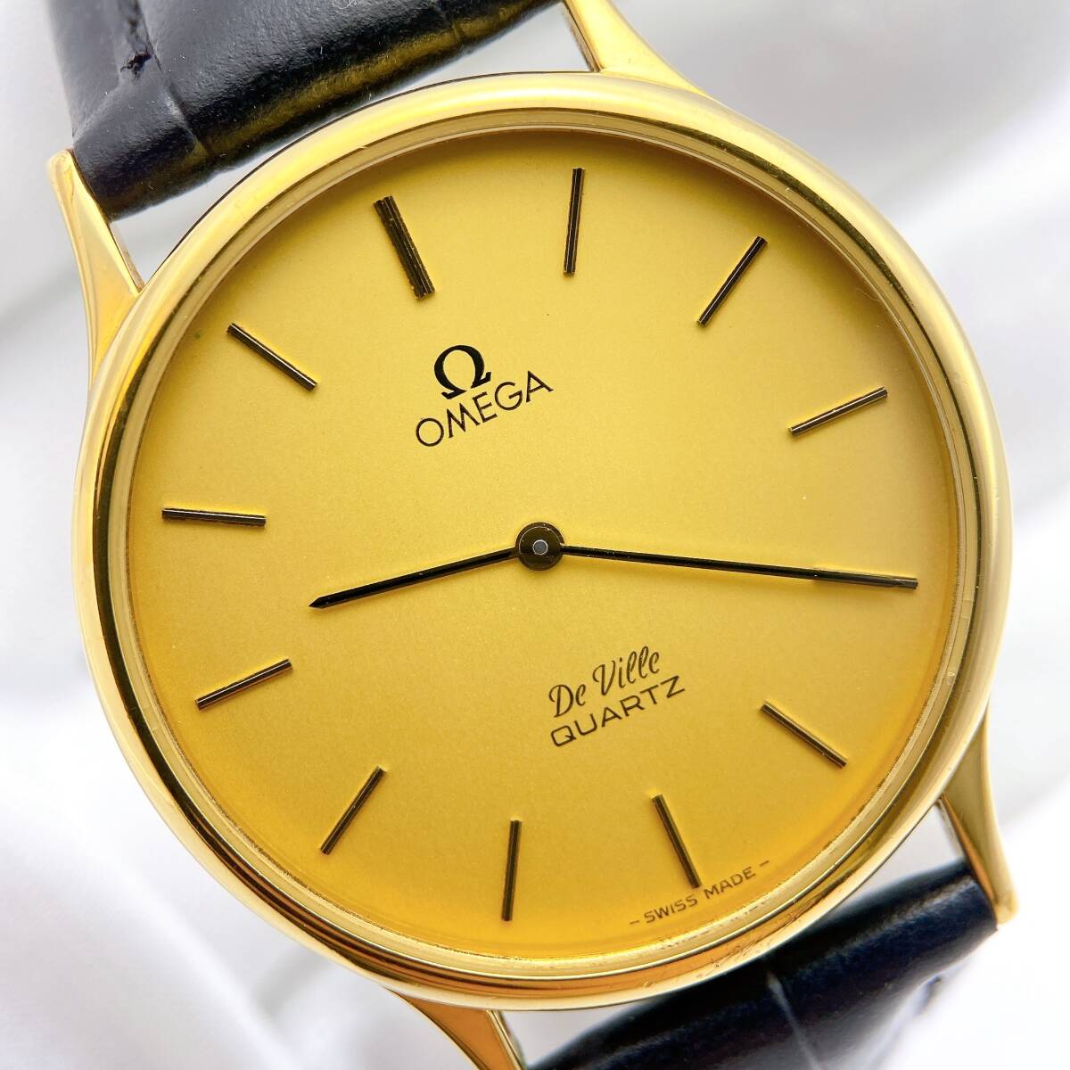 稼働】美品 オメガ OMEGA デビル DEVILLE メンズ 腕時計 クオーツ QZ
