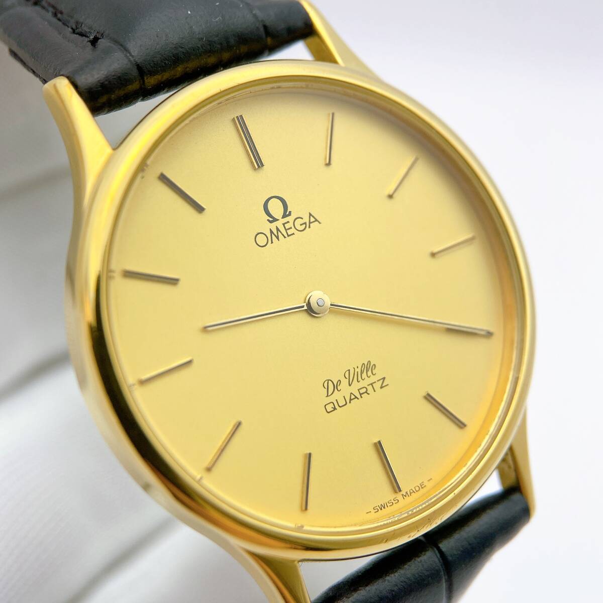 稼働】美品 オメガ OMEGA デビル DEVILLE メンズ 腕時計 クオーツ QZ