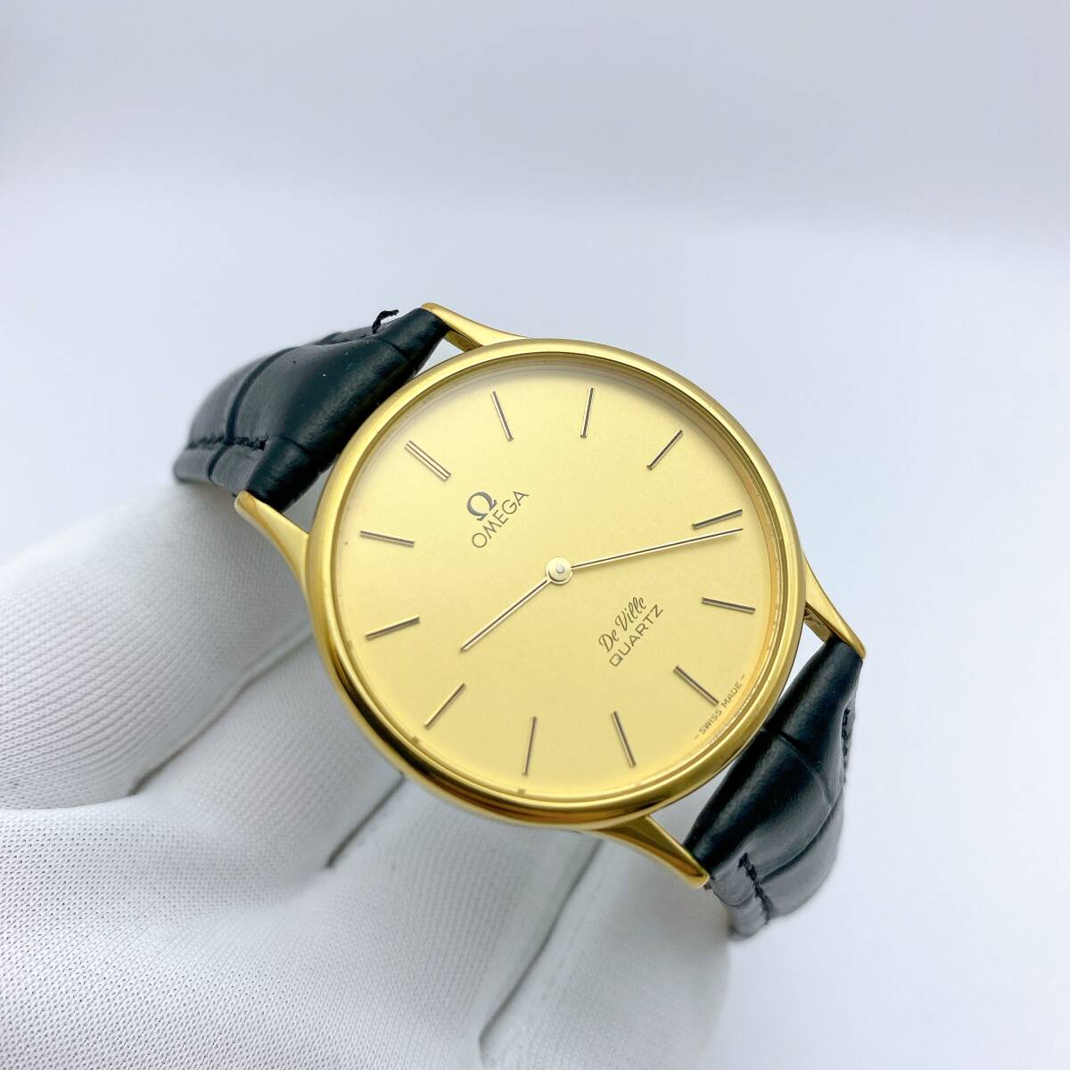 稼働】美品 オメガ OMEGA デビル DEVILLE メンズ 腕時計 クオーツ QZ