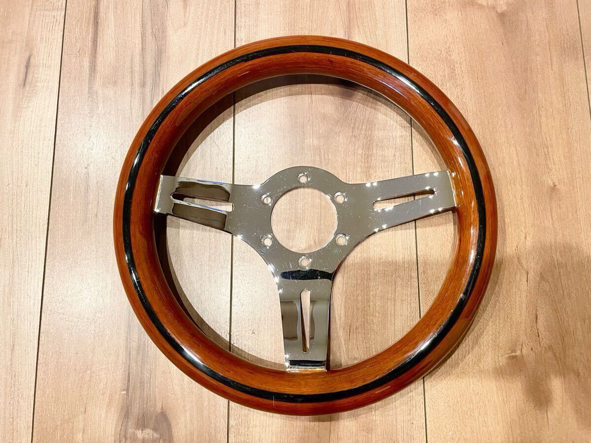 メーカー不明 直径290mm 小径 ステアリング ハンドル 木目 ハンドル
