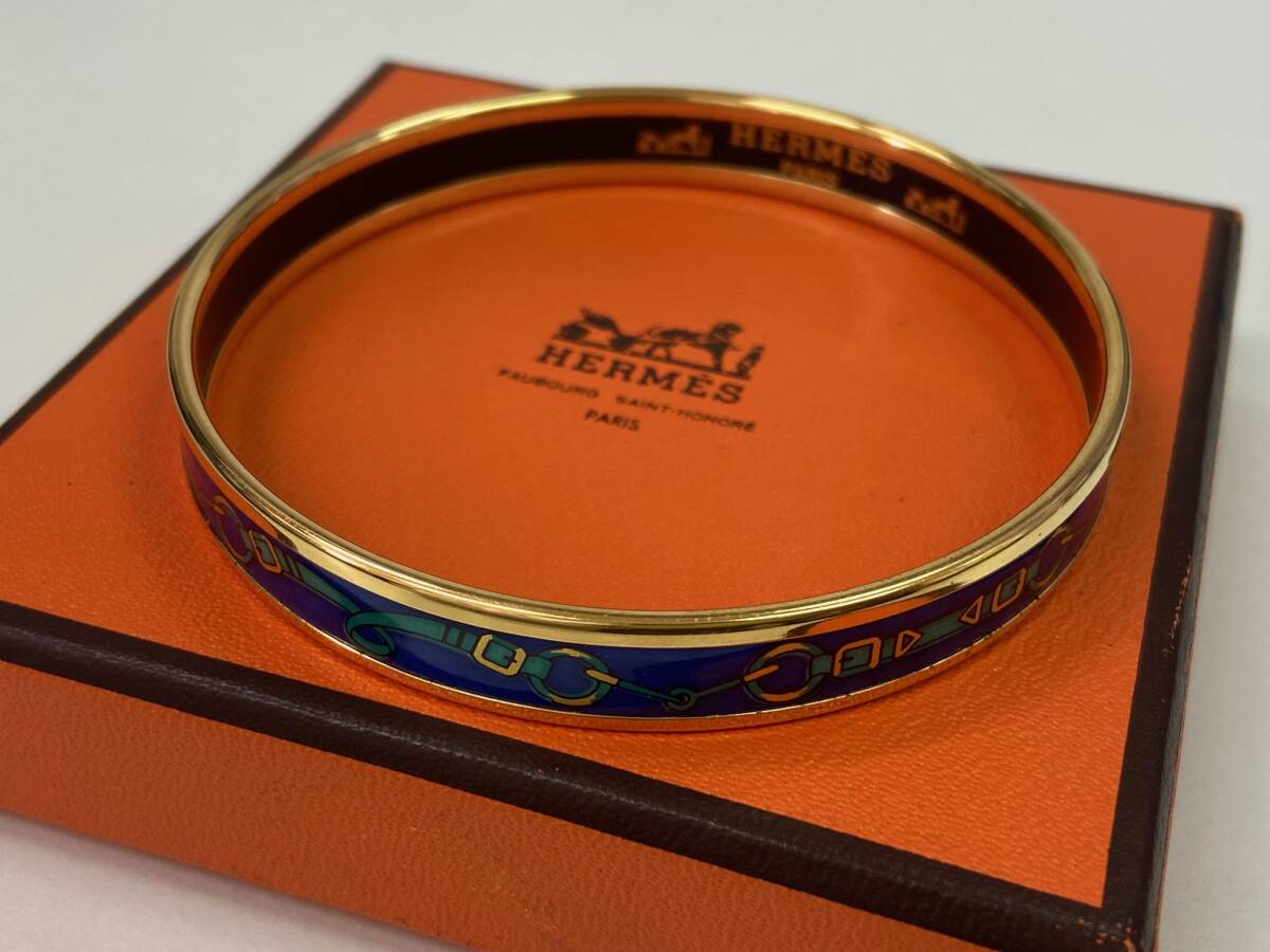HERMES エルメス エマイユ バングル ブレスレット 七宝焼き ゴールド 