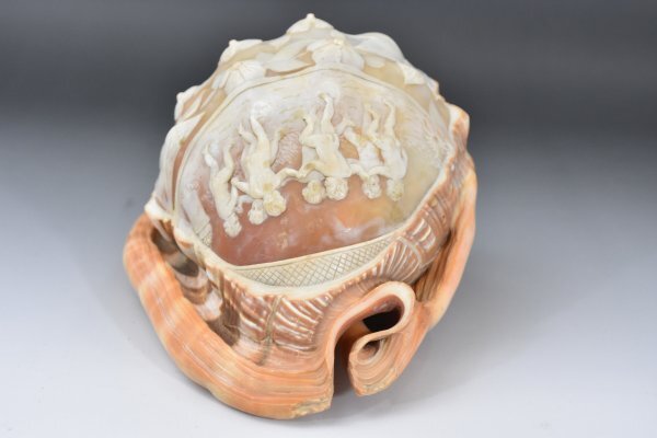 シェルカメオ 貝殻ライト 卓上照明 アンティーク カメオランプ シェルランプ 照明 貝彫刻 デスクライト 天使 花柄 レトロ Aa-307G_3